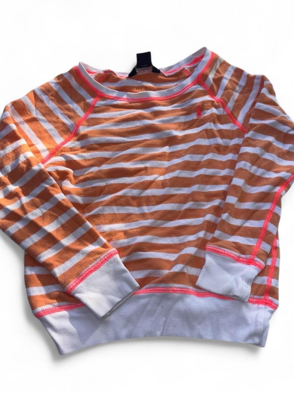 Ralph Lauren Orange & White Striped Pullover with Pink Trim